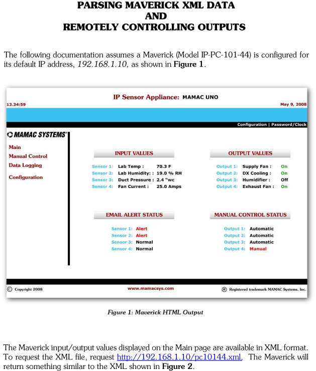 Parsing Maverick XML Data and Remotely Controlling Outputs page 1